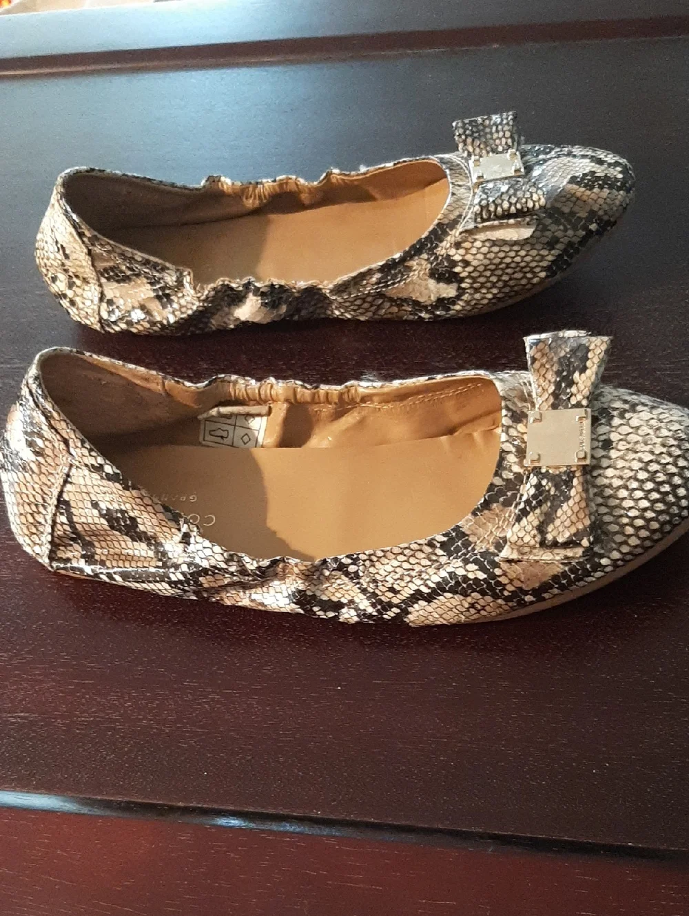 Cole Haan Snake-Print Bow Ballet Flats -